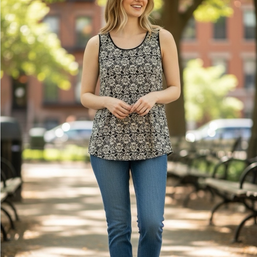 Sundance Floral Lace Tank Top Size L‎